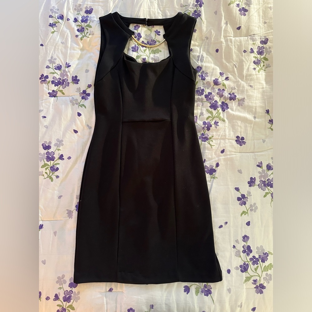 Jennifer Lopez Little Black Dress Bodycon with Gold
